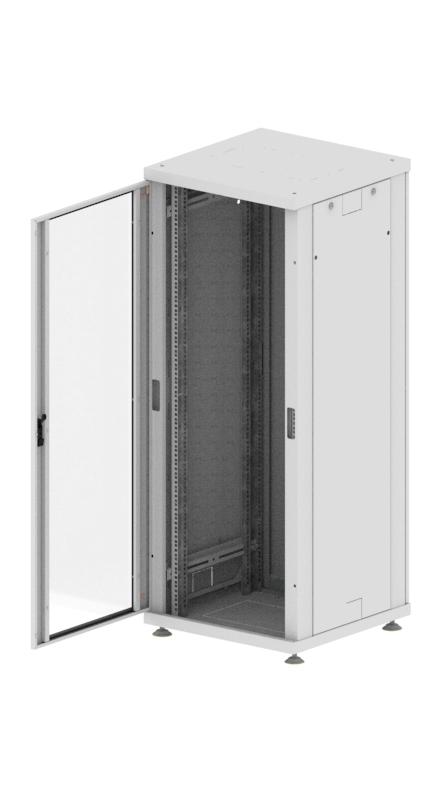 Шкаф напольный 19" телекоммуникационный, серия Лайт, 28U, 1272x600x800 мм, стеклянная дверь